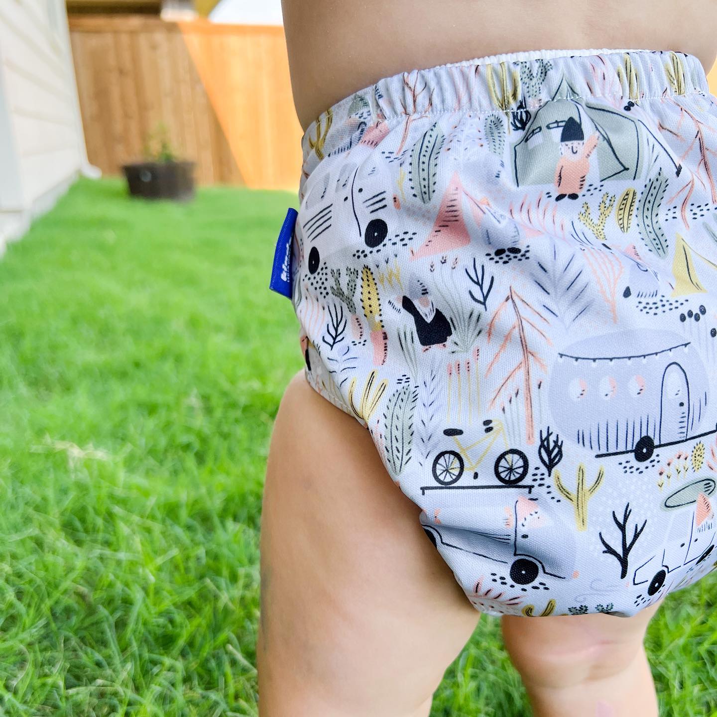 Amy MacCready Print Gnome Pocket Cloth Diaper with RV and Cactus Print Modern Reusable Cloth Nappy AWJ Noras Nursery