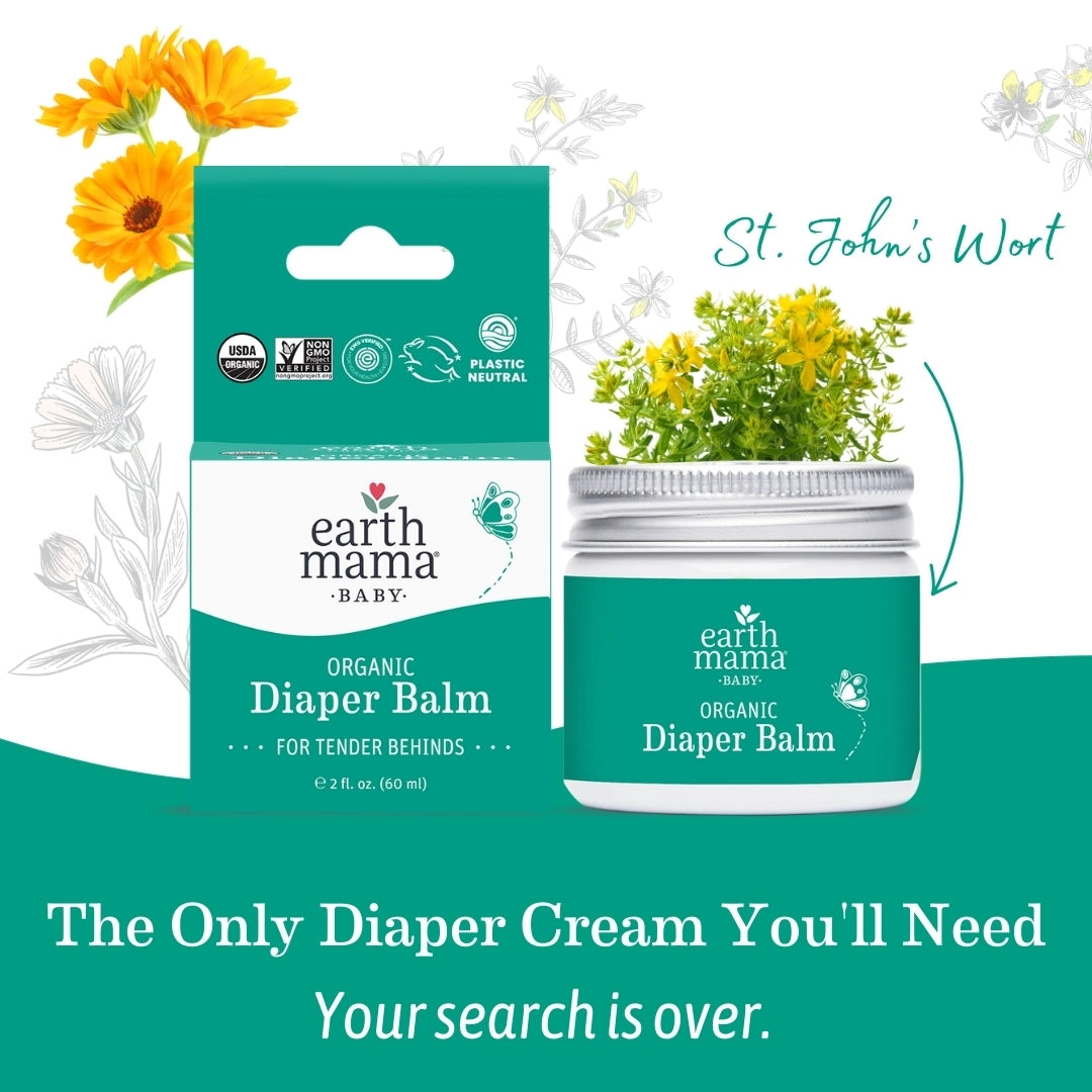 Earth Mama Cloth Diaper Safe Bum Organic Diaper Balm 2 oz Canister