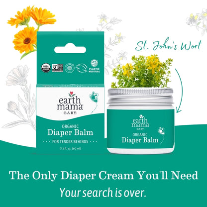 Earth Mama Cloth Diaper Safe Bum Organic Diaper Balm 2 oz Canister