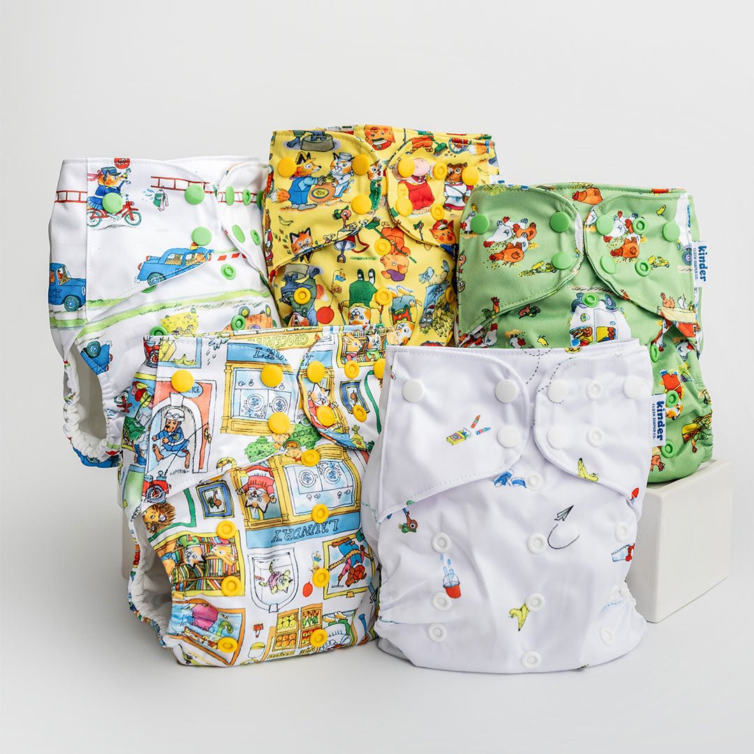 5 Diaper Starter Bundle - Modern - Cloth - Diapers - Pocket Diaper - Kinder Cloth Diaper Co. - Pittsburgh - Based - Small - Business - Woman - Owned