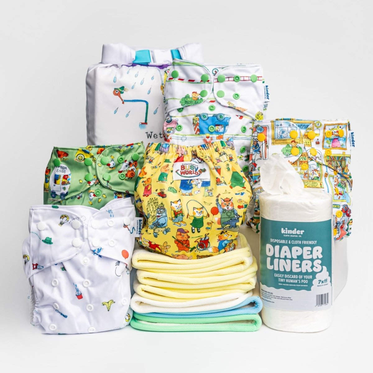 5 Diaper Starter Bundle - Modern - Cloth - Diapers - Pocket Diaper - Kinder Cloth Diaper Co. - Pittsburgh - Based - Small - Business - Woman - Owned