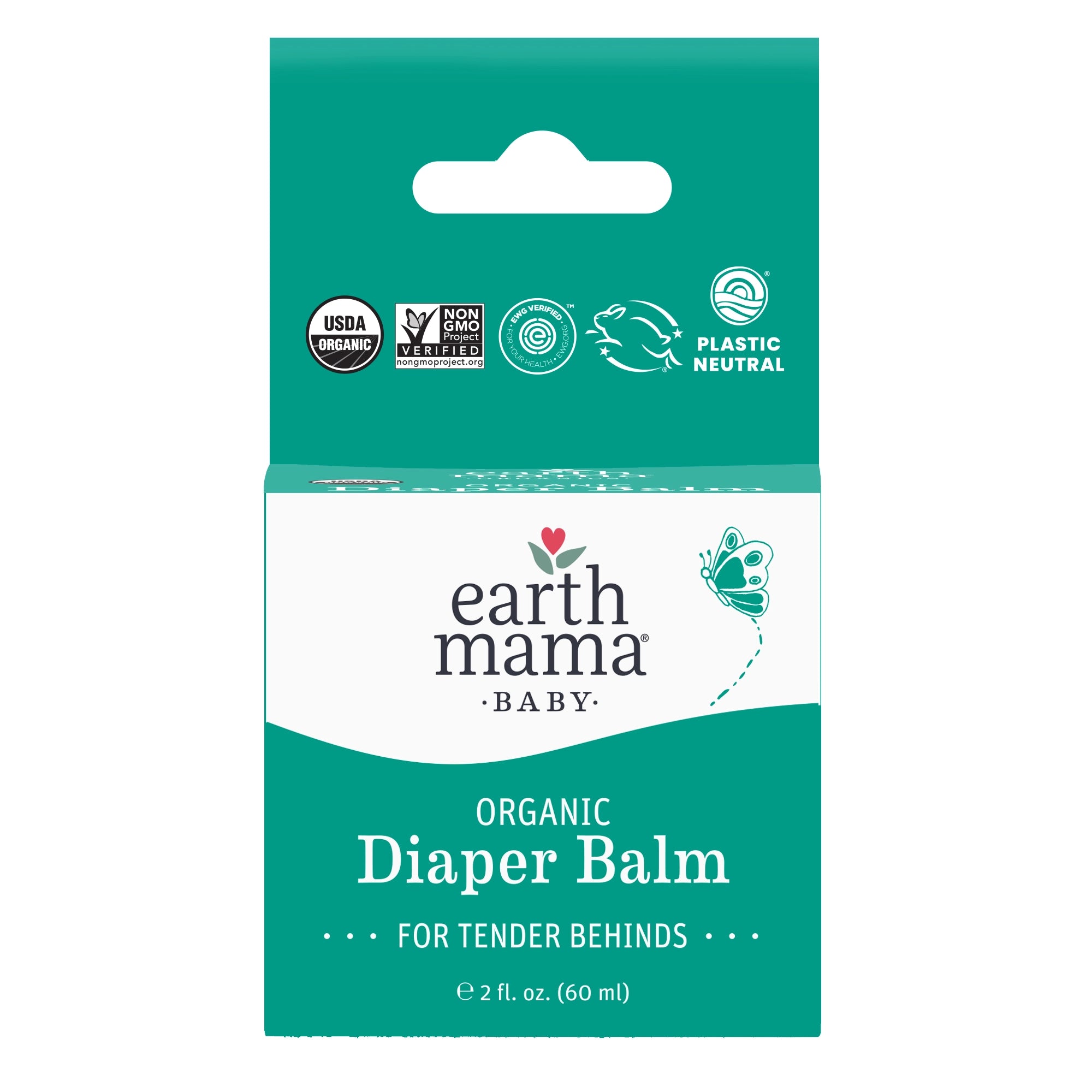 Earth Mama Cloth Diaper Safe Bum Organic Diaper Balm 2 oz Canister