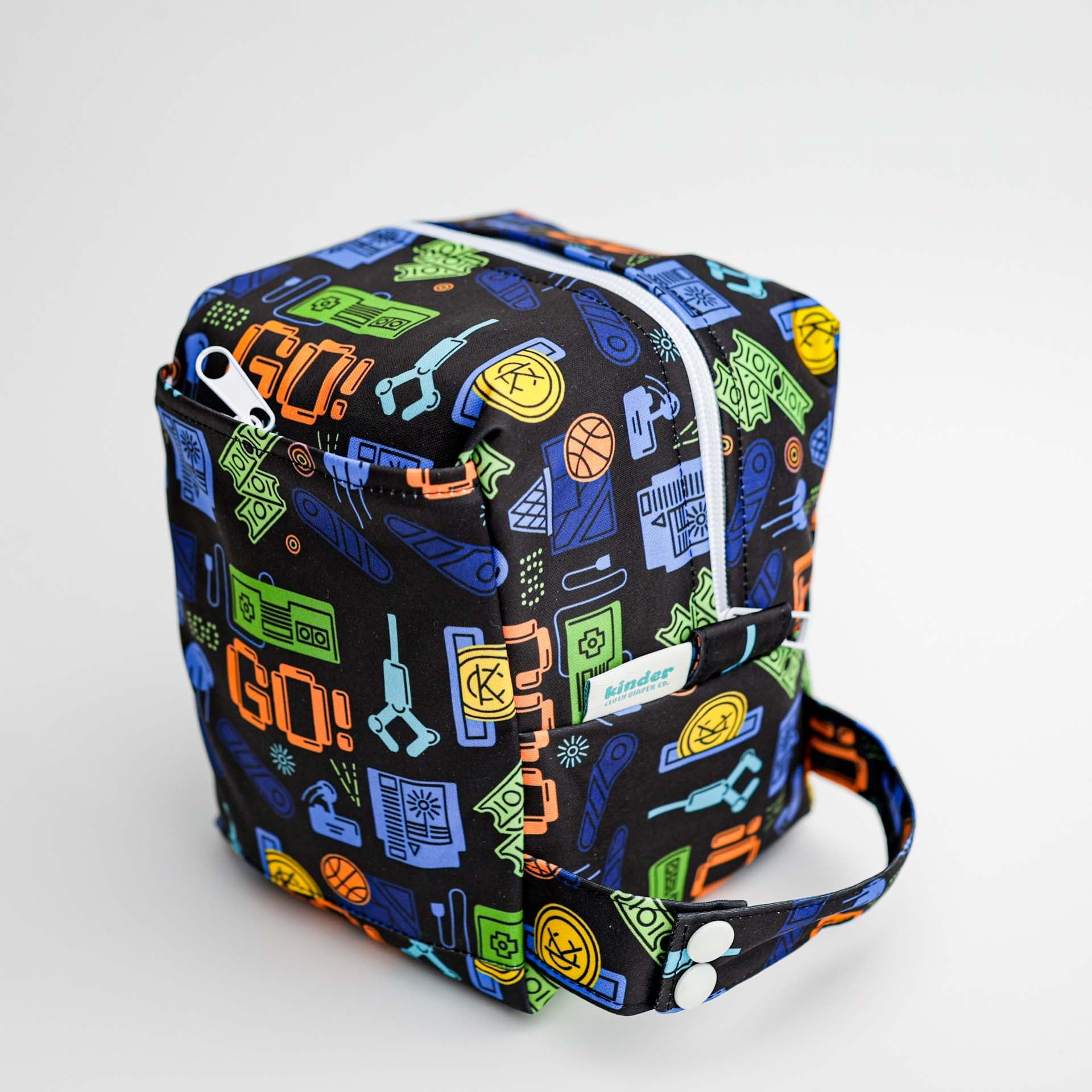 Reversible Mini Storage Travel Cube Diaper Pod with Exterior Storage Pocket