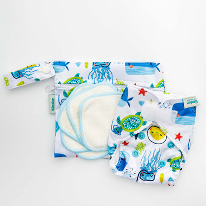 Reusable Doll Toy Diaper Set with 5 Mini Reusable Baby Wipes