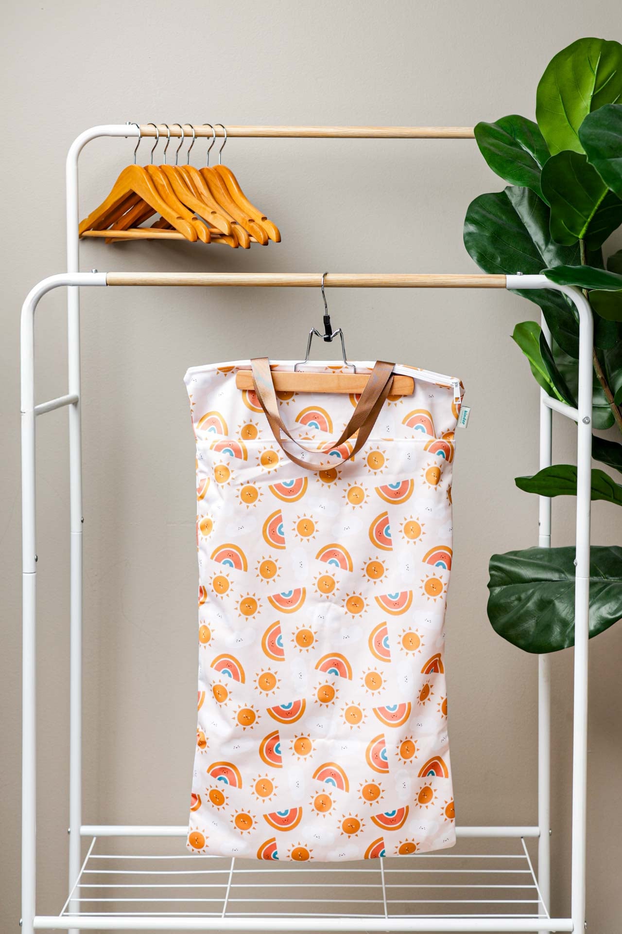 Patterned Large Zipper Hanging Wet Bag, Laundry Bag with Handles
