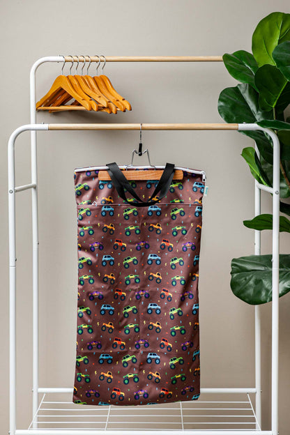 Patterned Large Zipper Hanging Wet Bag, Laundry Bag with Handles