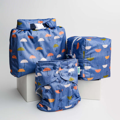 Reversible Mini Storage Travel Cube Diaper Pod with Exterior Storage Pocket