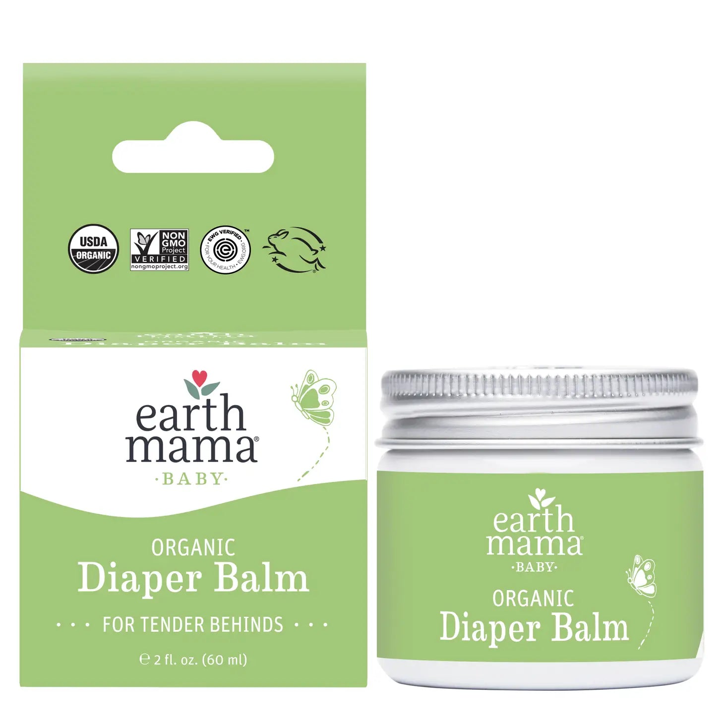 Earth Mama Cloth Diaper Safe Bum Organic Diaper Balm 2 oz Canister