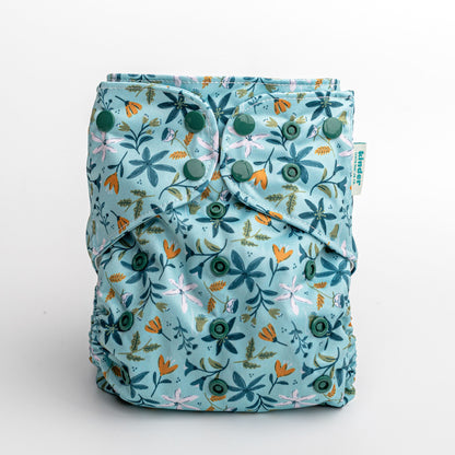 Floral: Essentials Pocket Cloth Diaper with Athletic Wicking Jersey, Grows with your Baby