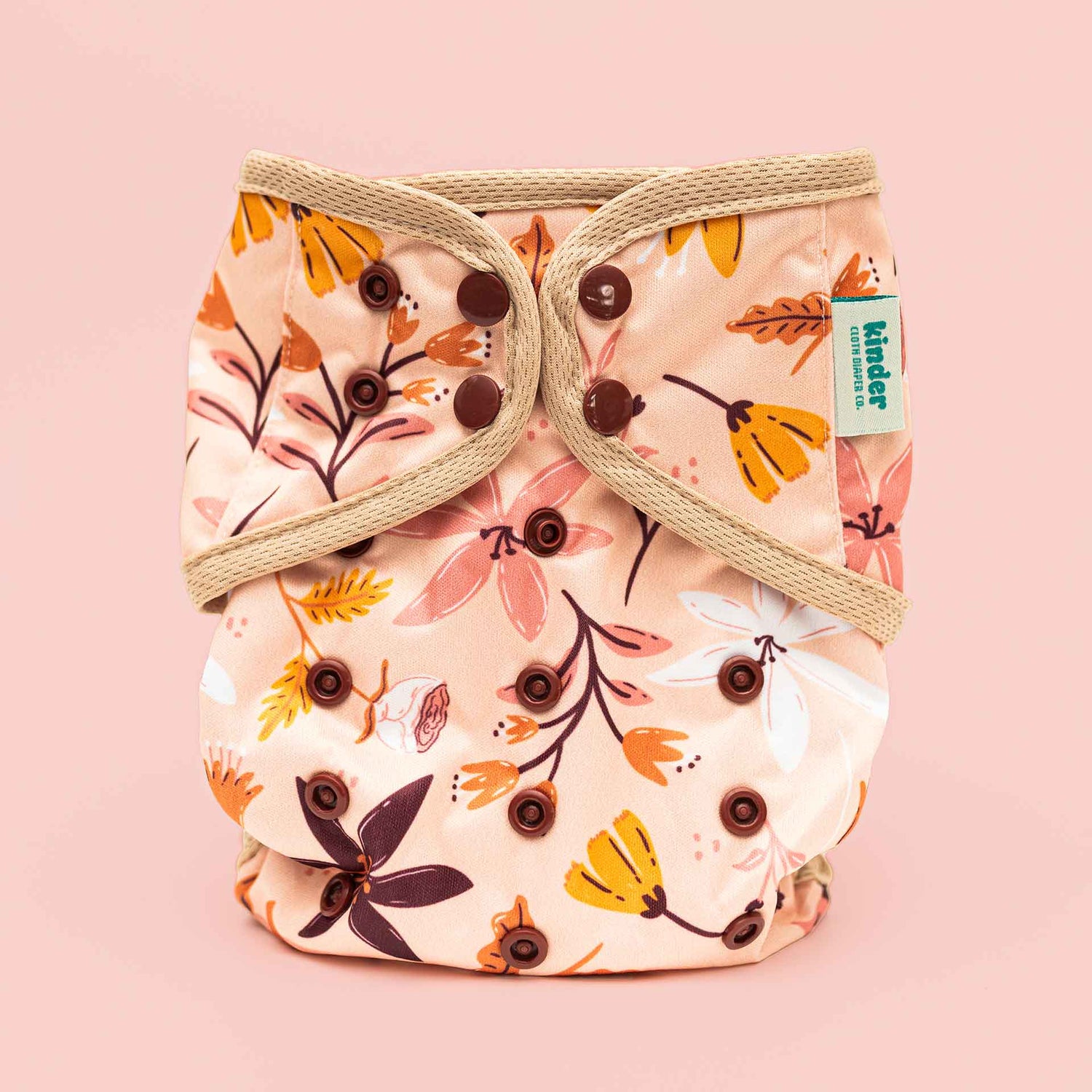Modern reusable floral diaper cover neutral beige cloth diaper cover pittsburgh best cloth diapers USA