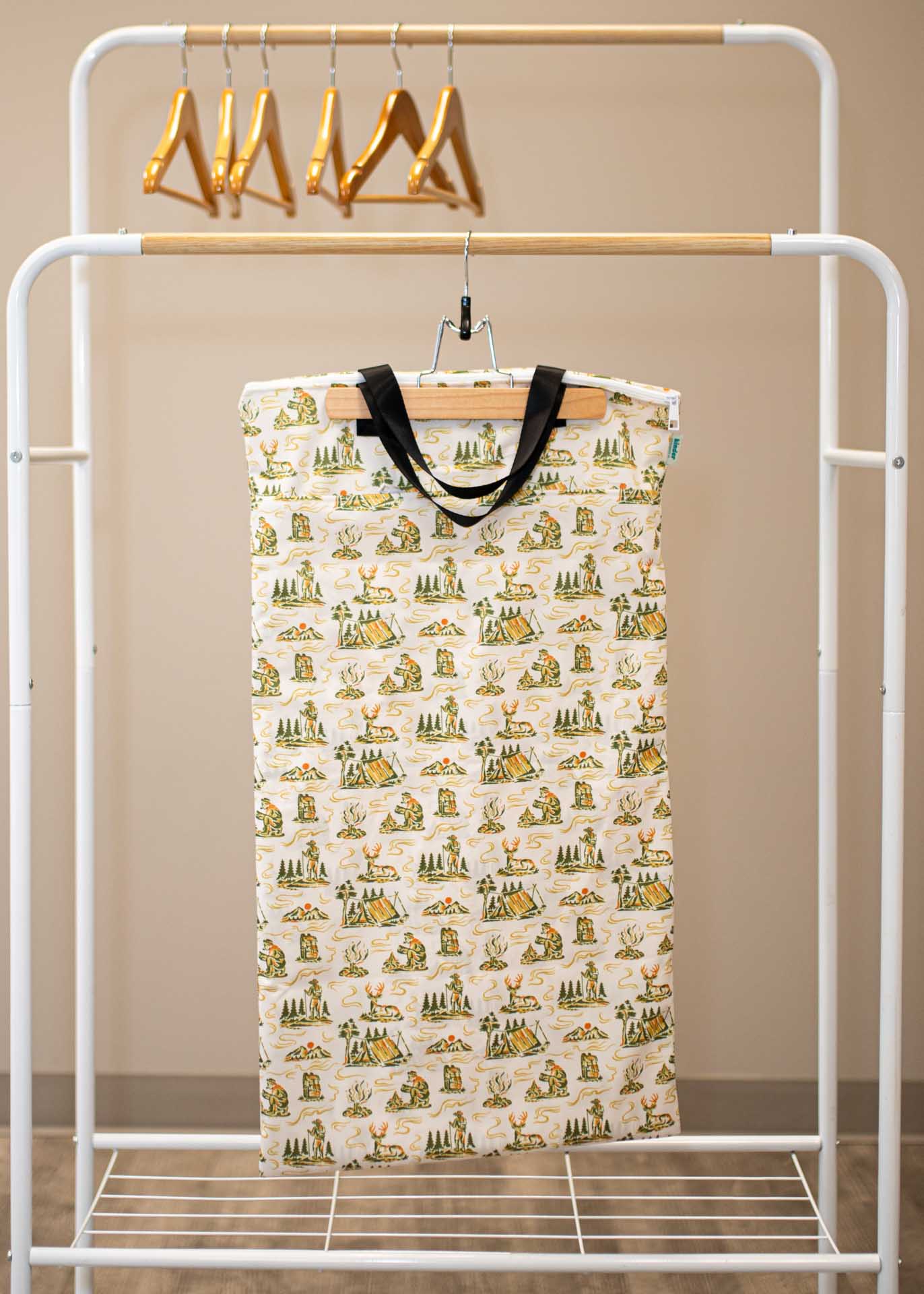 Patterned Large Zipper Hanging Wet Bag, Laundry Bag with Handles