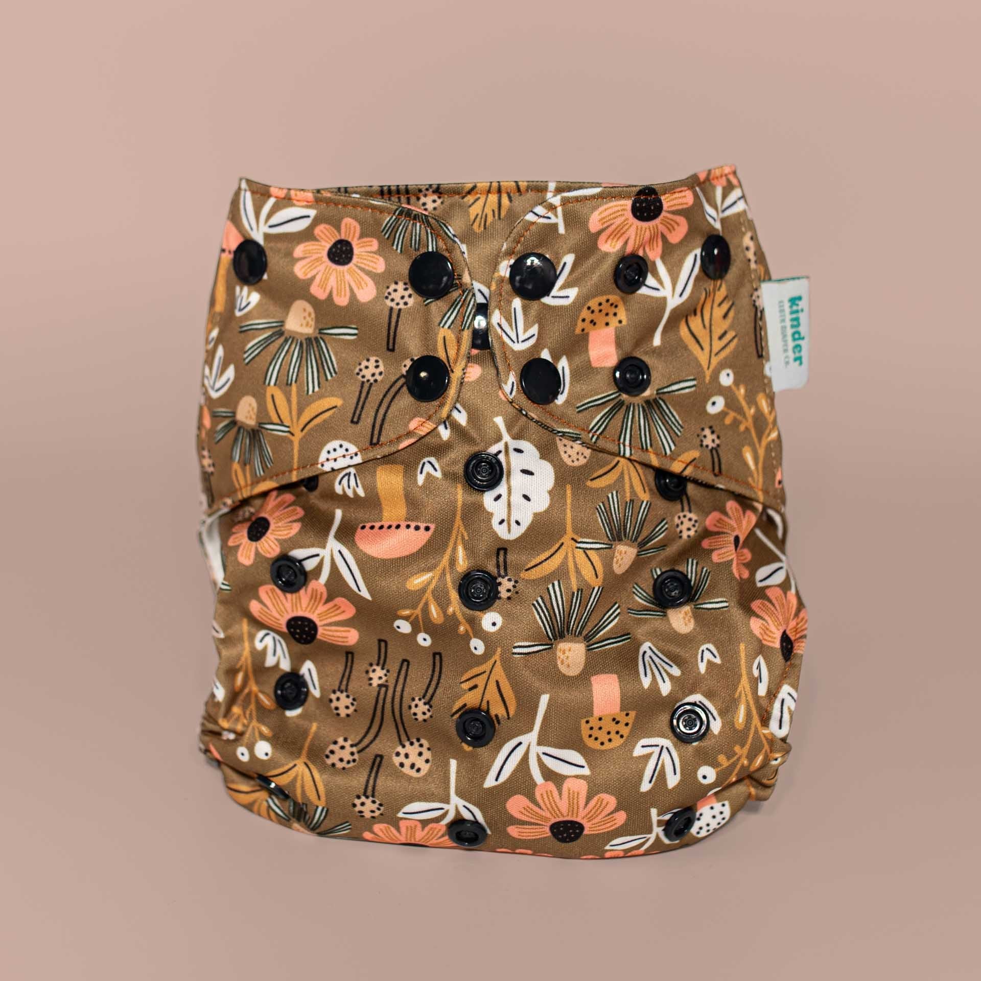Floral: Essentials Pocket Cloth Diaper with Athletic Wicking Jersey, Grows with your Baby