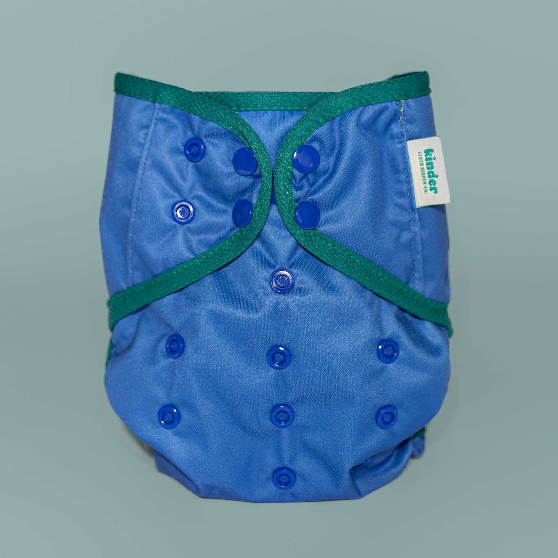 Solid Color Wipeable Cloth Diaper Cover, Grows with your Baby - Moody Blue
