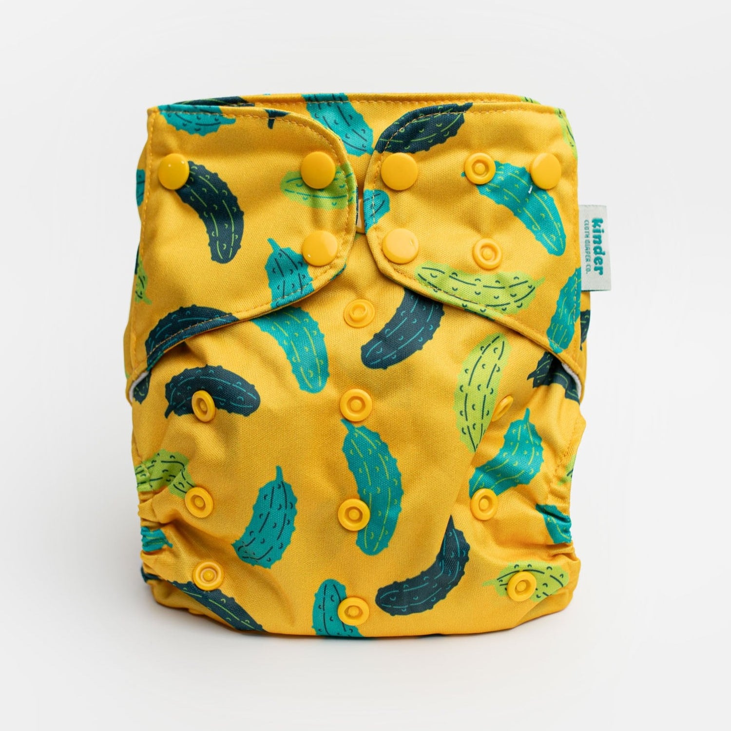 pickle print modern reusable cloth diaper with athletic wicking jersey mesh lining awj easy to clean pocket diapers pittsburgh yellow