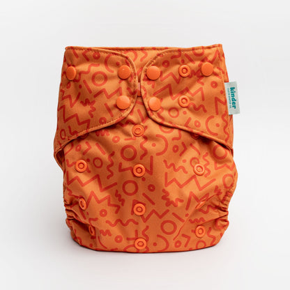 90s orange inspired cloth diaper with athletic wicking jersey mesh