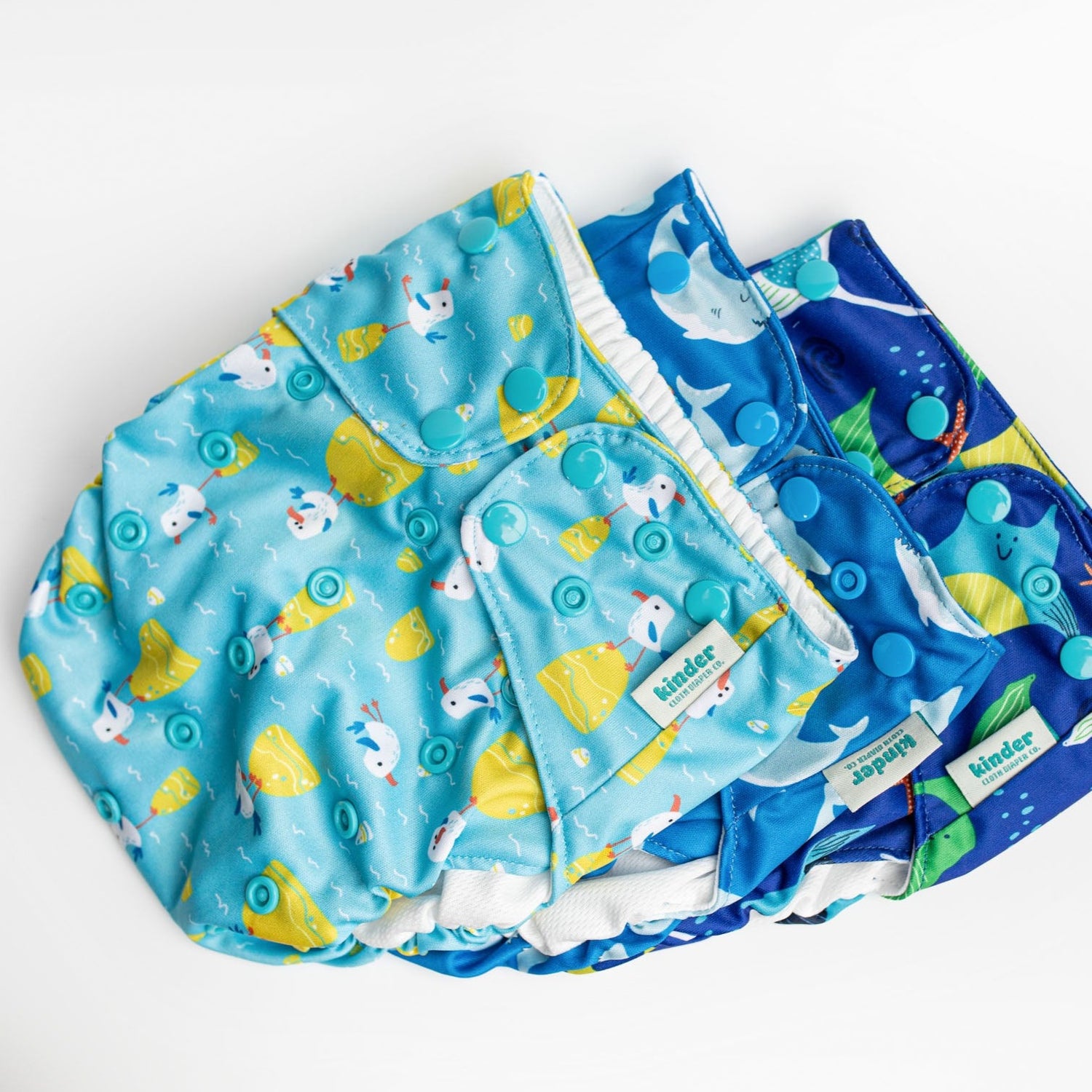 Set of 3 Reusable Swim Diapers with Athletic Wicking Jersey (7-60lbs)