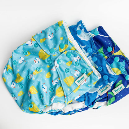Set of 3 Reusable Swim Diapers with Athletic Wicking Jersey (7-60lbs)