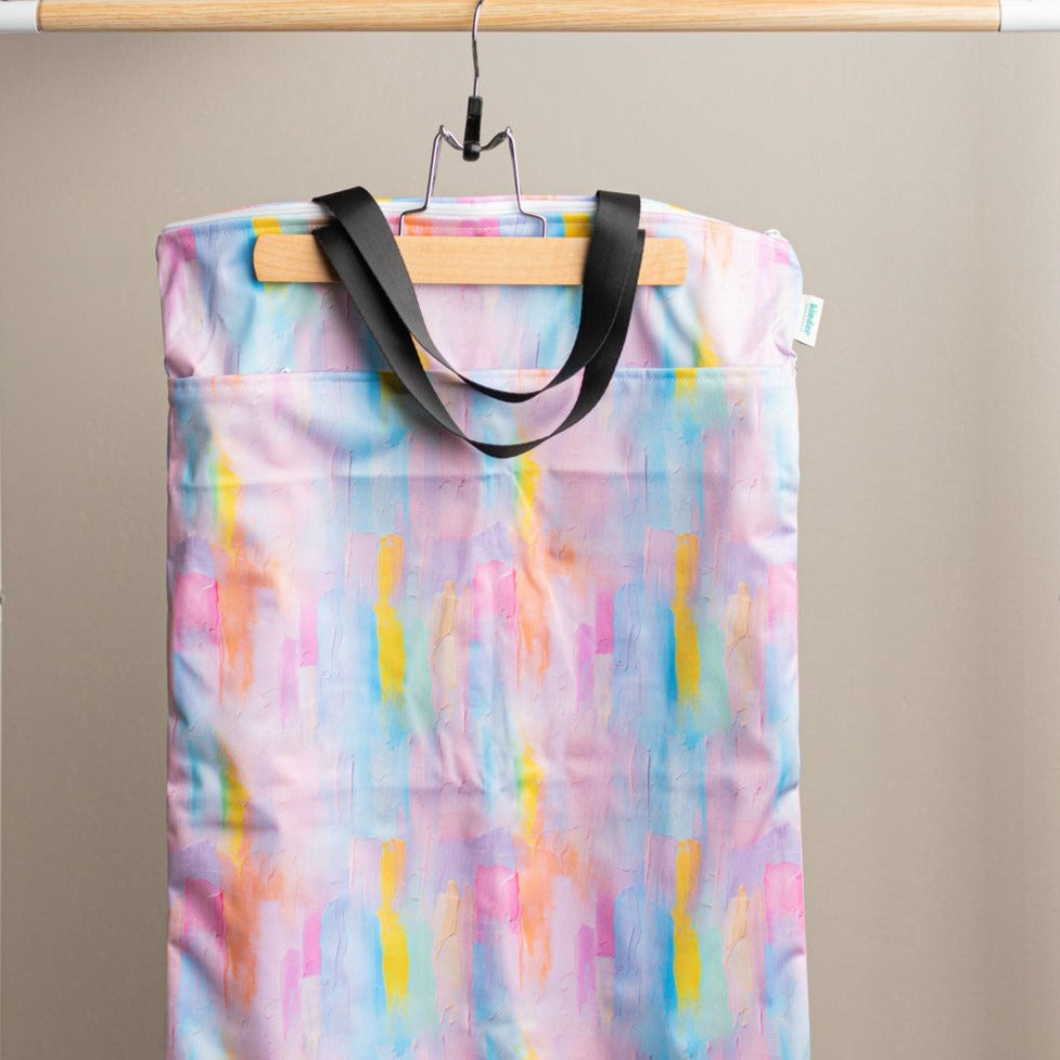Patterned Large Zipper Hanging Wet Bag, Laundry Bag with Handles