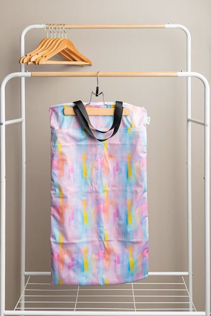 Patterned Large Zipper Hanging Wet Bag, Laundry Bag with Handles