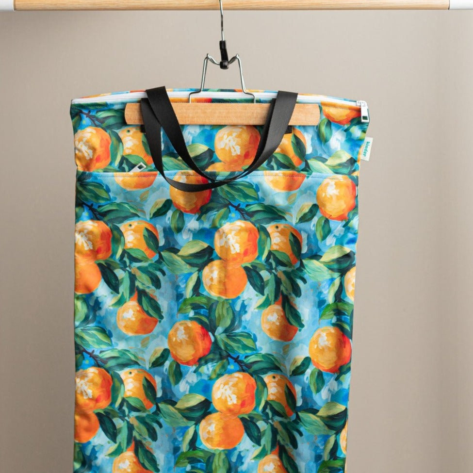 Patterned Large Zipper Hanging Wet Bag, Laundry Bag with Handles