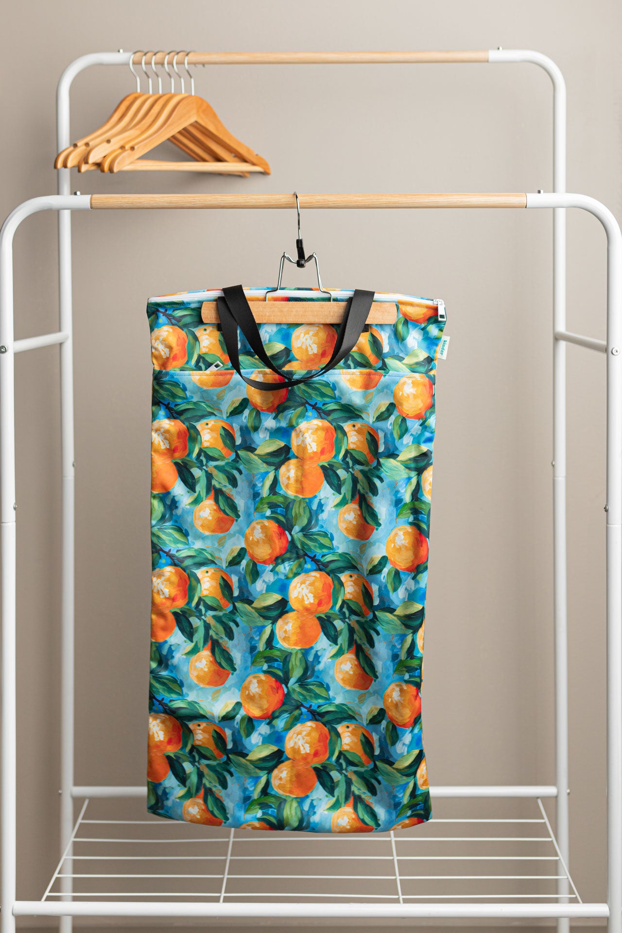 Patterned Large Zipper Hanging Wet Bag, Laundry Bag with Handles