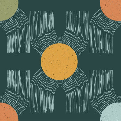 Geometric pattern with circular shapes on a dark green background