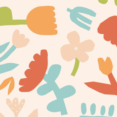 Colorful floral pattern on a beige background
