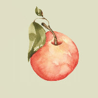 Pattern of red apples and green leaves on a light green background