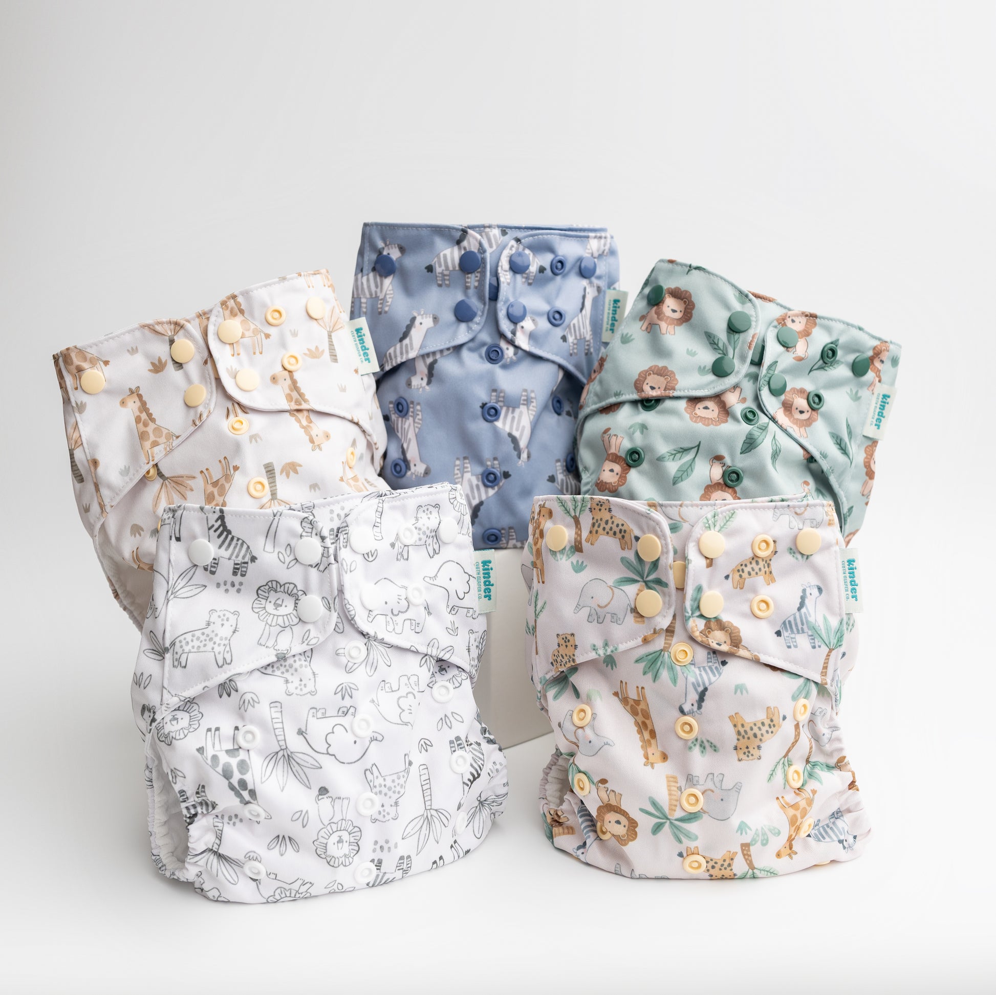 Doodled Safari - Essential Pocket Diaper - Animals - One Size