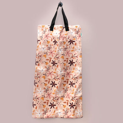floral all over pattern large hanging water resistant wet bag storage bag laundry bag carrying dirty diapers cloth diaper laundry bag zippers swim