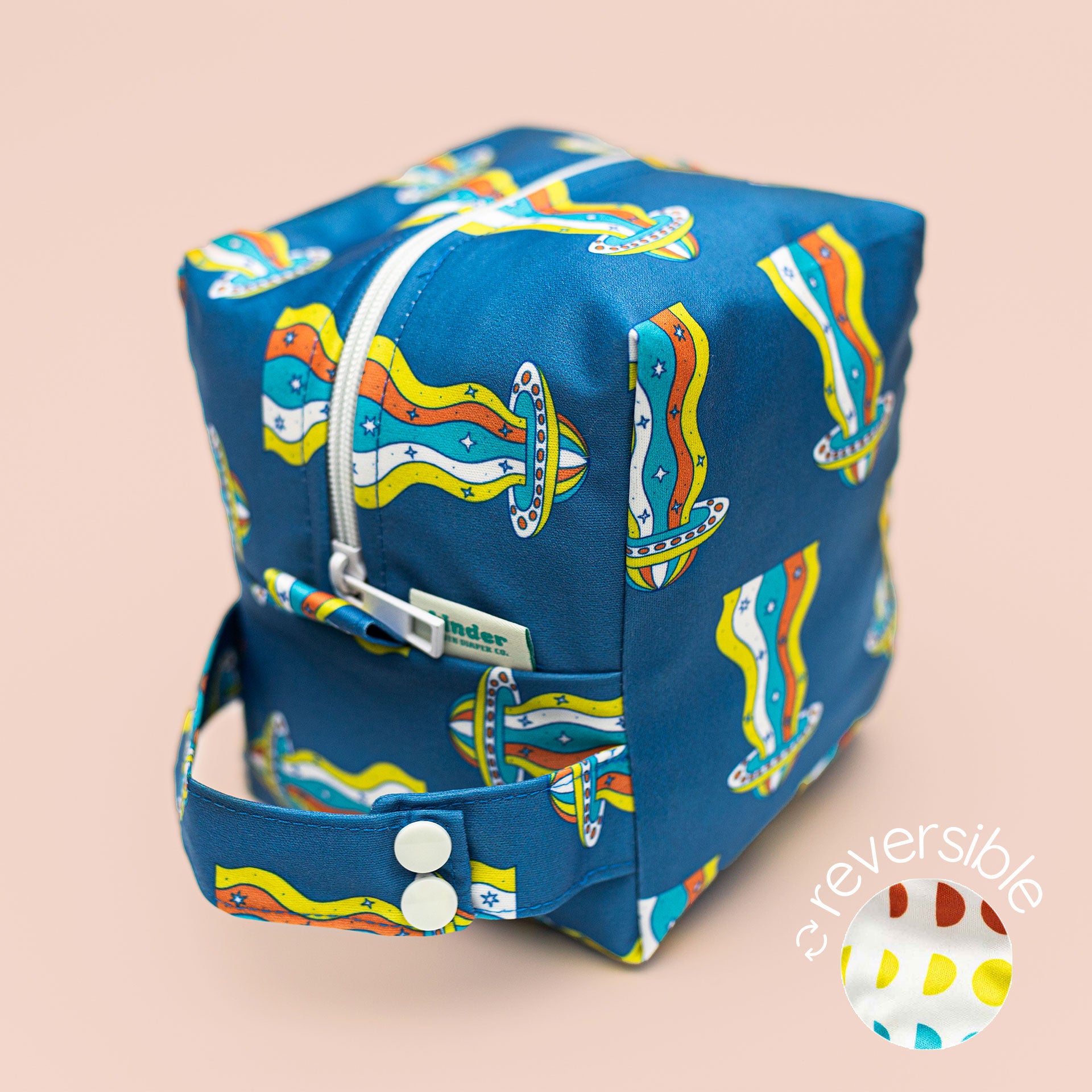 Reversible Mini Storage Travel Cube Diaper Pod with Exterior Storage Pocket