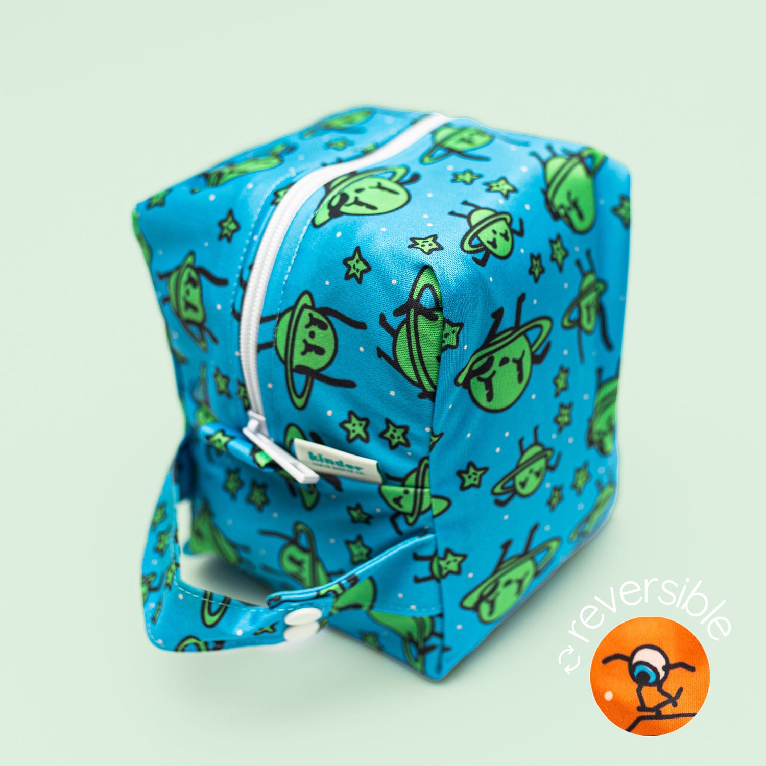 Reversible Mini Storage Travel Cube Diaper Pod with Exterior Storage Pocket