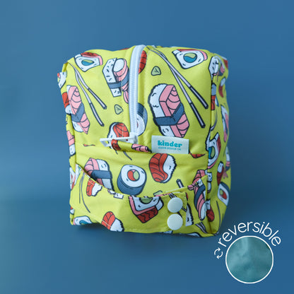 Reversible Mini Storage Travel Cube Diaper Pod with Exterior Storage Pocket