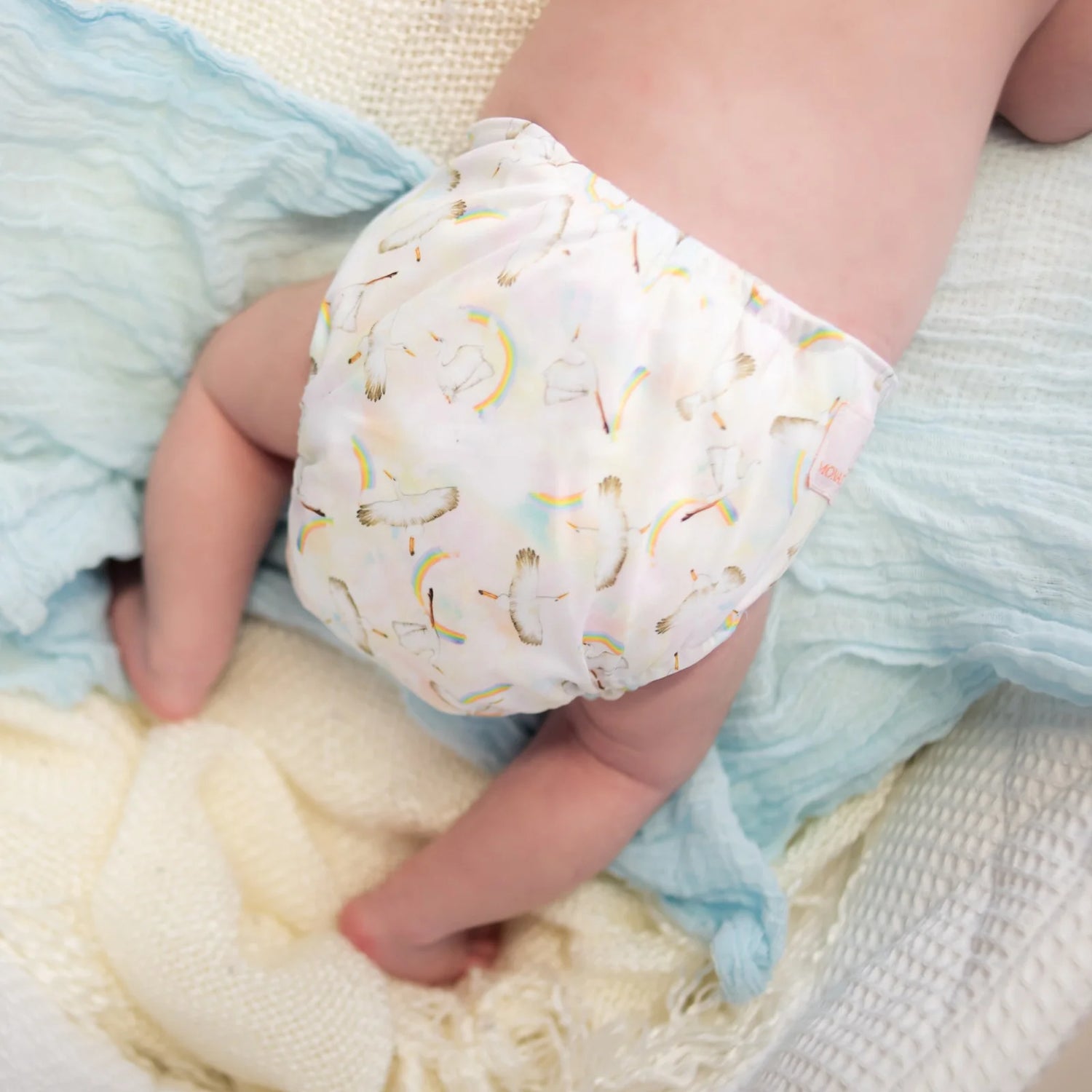 Monarch, Newborn Wipeable Nappy, All in Two, Cover Style Diaper with Hook and Loop Closures (4-18lbs)