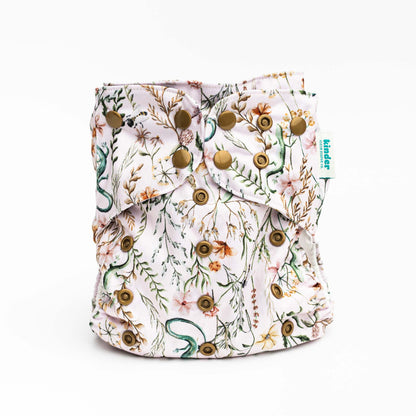 Floral: Essentials Pocket Cloth Diaper with Athletic Wicking Jersey, Grows with your Baby