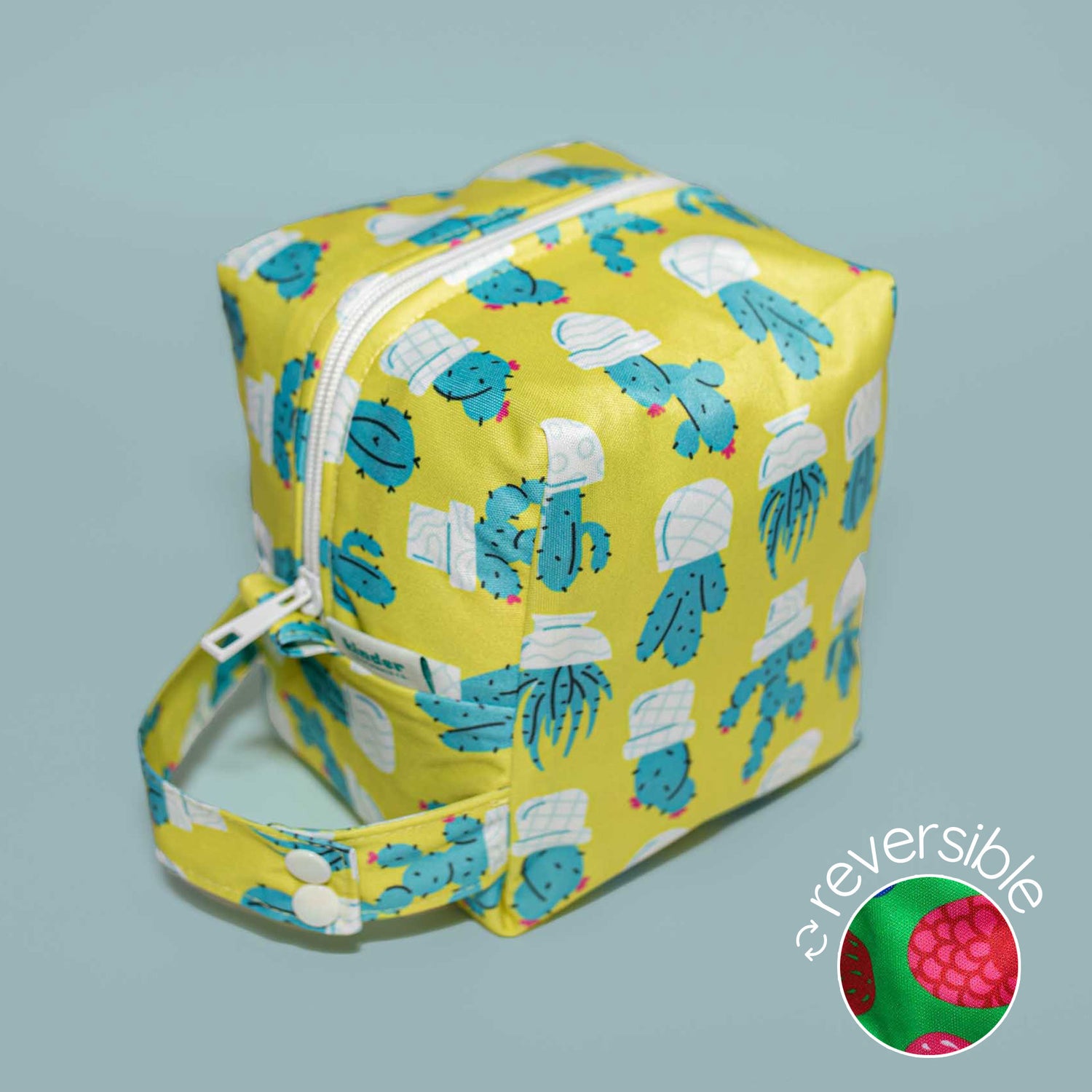 water resistant storage cube mini small storage pod zipper cube for travel pul cloth diaper pod travel bag cactus succulent bright bold reversible
