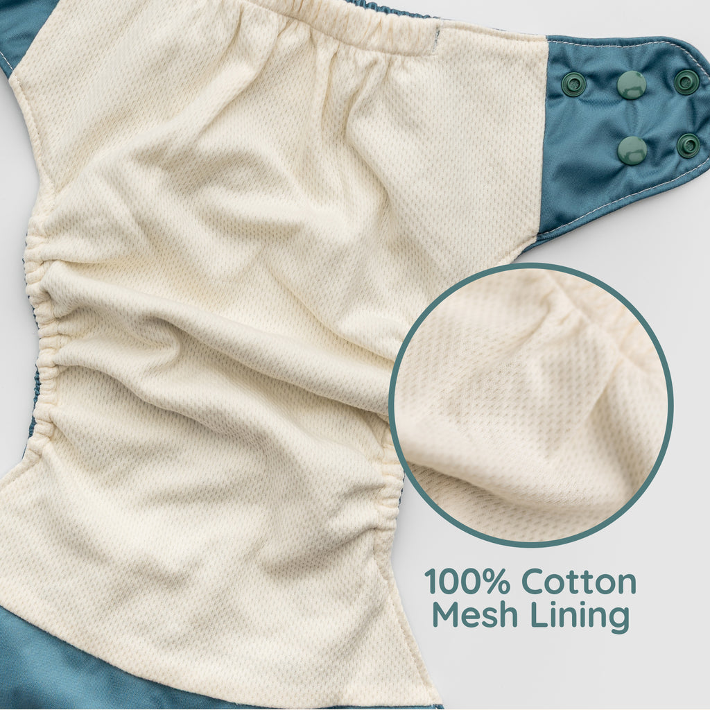 Teal - Essentials Cloud Cotton Pocket Diaper - 100% Cotton Lining - One Size