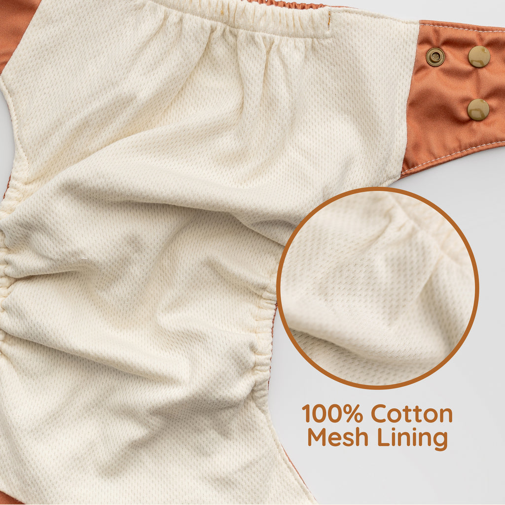 Terracotta- Essentials Cloud Cotton Pocket Diaper - 100% Cotton Lining - One Size