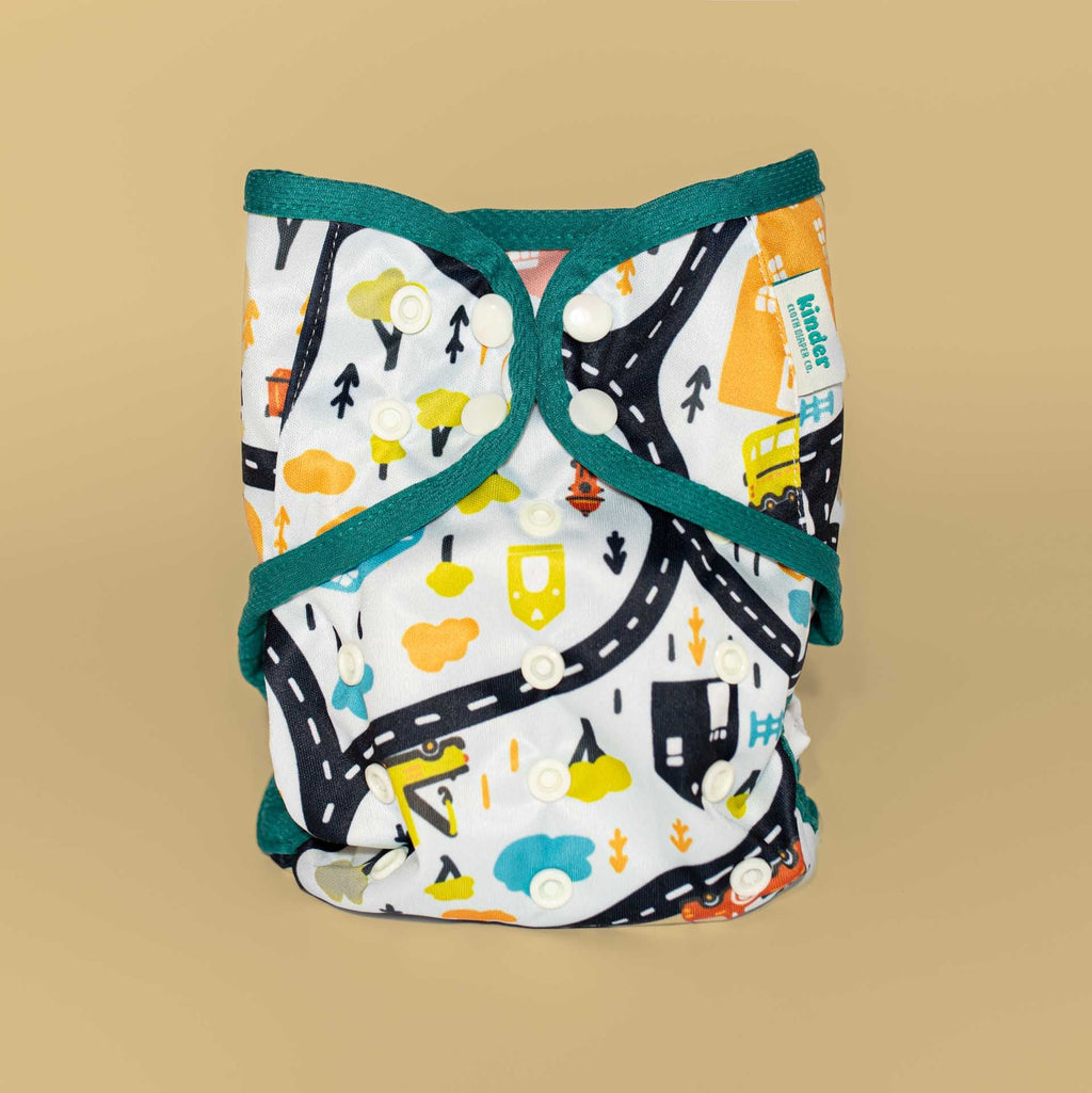 Patterned Wipeable Cloth Diaper Cover, Grows with your Baby - Kinder Cloth Diaper Co. - 18 - 02 - 04 - modern reusable cloth diapers and more for birth to potty training - Pittsburgh Based Small Business