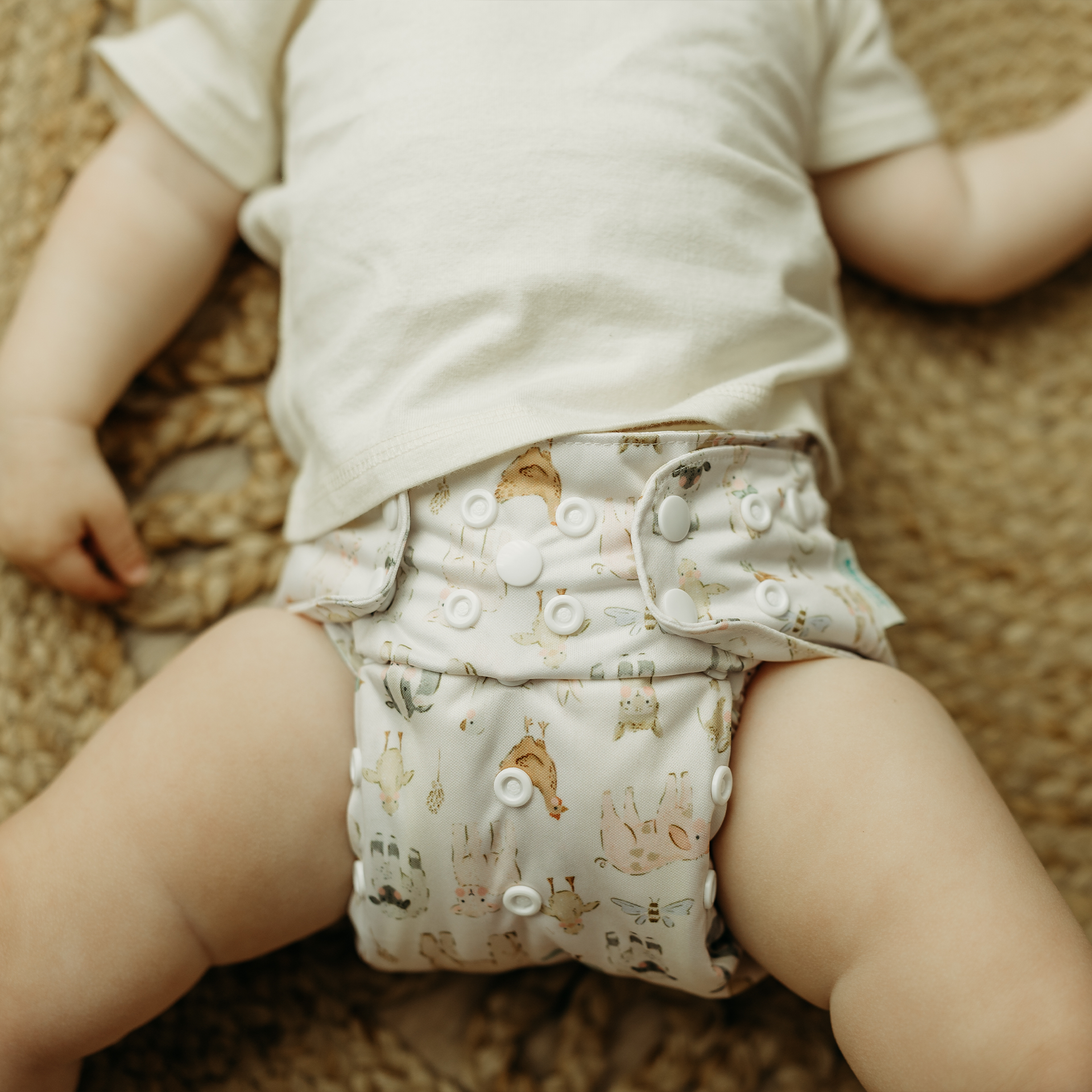 Animals and Insects: Essentials Pocket Cloth Diaper with Athletic Wicking Jersey, Grows with your Baby