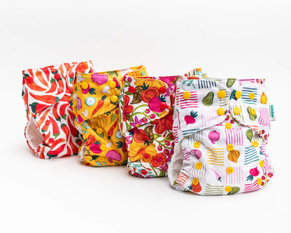 Floral: Essentials Pocket Cloth Diaper with Athletic Wicking Jersey, Grows with your Baby