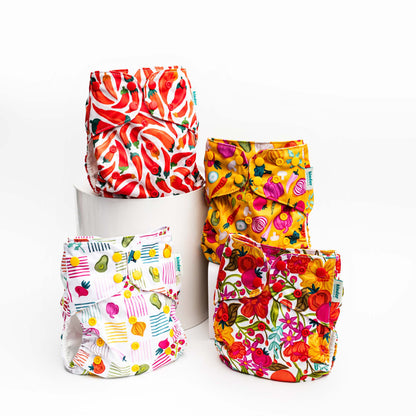 Floral: Essentials Pocket Cloth Diaper with Athletic Wicking Jersey, Grows with your Baby