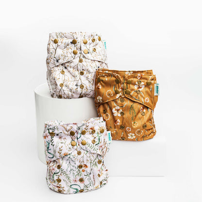 Floral: Essentials Pocket Cloth Diaper with Athletic Wicking Jersey, Grows with your Baby