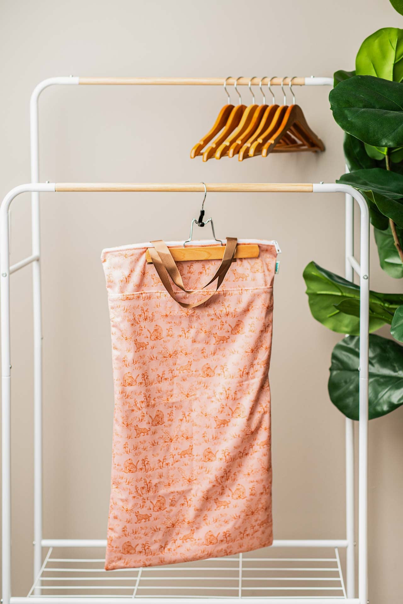 Patterned Large Zipper Hanging Wet Bag, Laundry Bag with Handles