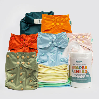 New Parent Starter Bundles: Pocket Cloth Diapers with Athletic Wicking Jersey and More