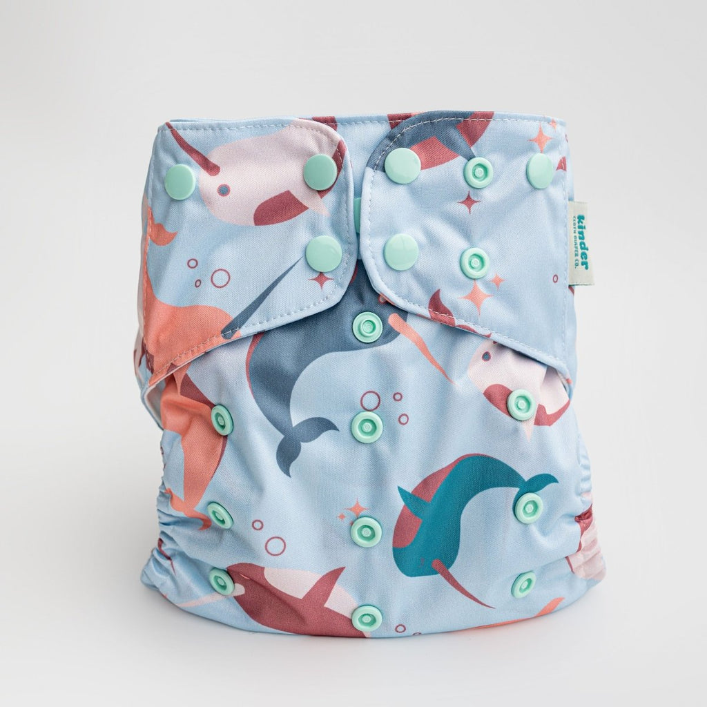 Boho Narwhals (1st Anniversary Color Way) - Modern - Cloth - Diapers - Pocket Diaper - Kinder Cloth Diaper Co. - Pittsburgh - Based - Small - Business - Woman - Owned