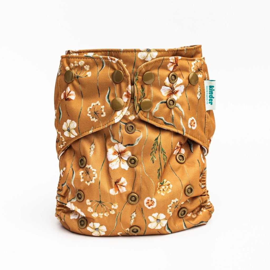 Floral: Essentials Pocket Cloth Diaper with Athletic Wicking Jersey, Grows with your Baby - Kinder Cloth Diaper Co. - 28 - 05 - 03 - modern reusable cloth diapers and more for birth to potty training - Pittsburgh Based Small Business