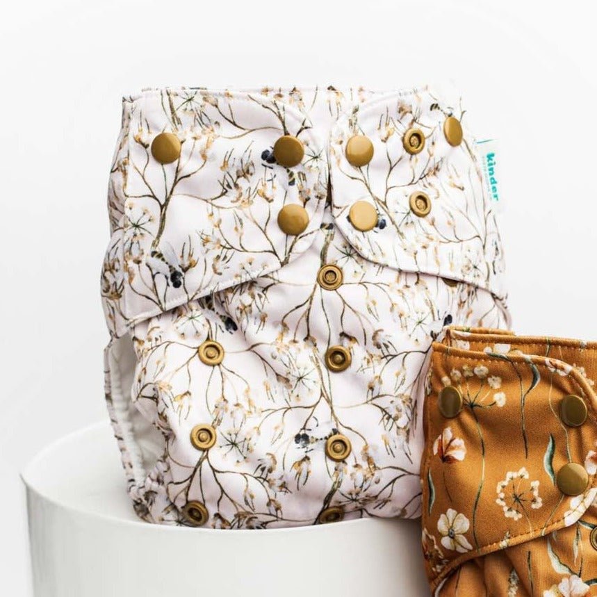 Floral: Essentials Pocket Cloth Diaper with Athletic Wicking Jersey, Grows with your Baby - Kinder Cloth Diaper Co. - 28 - 05 - 03 - modern reusable cloth diapers and more for birth to potty training - Pittsburgh Based Small Business