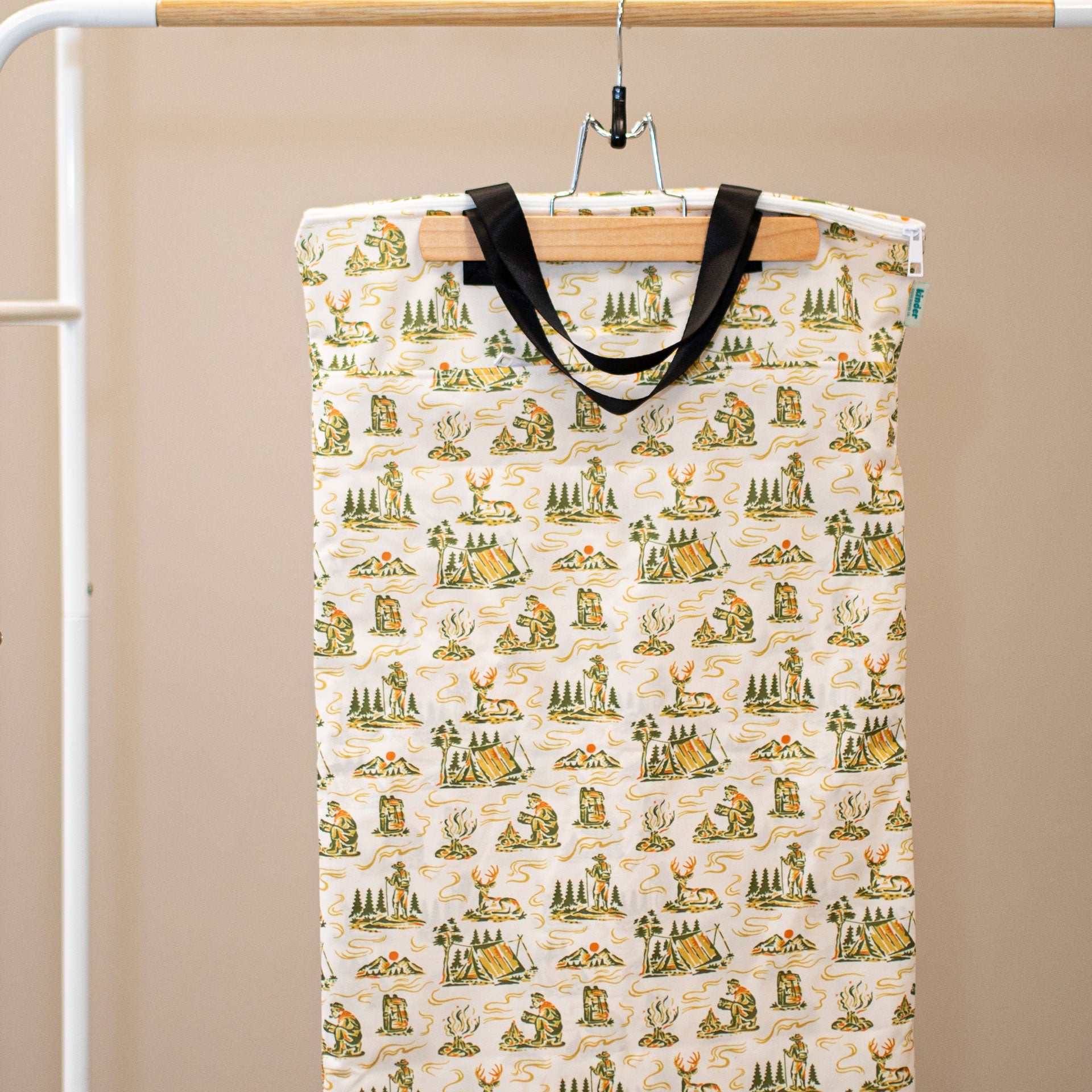 Patterned Large Zipper Hanging Wet Bag, Laundry Bag with Handles