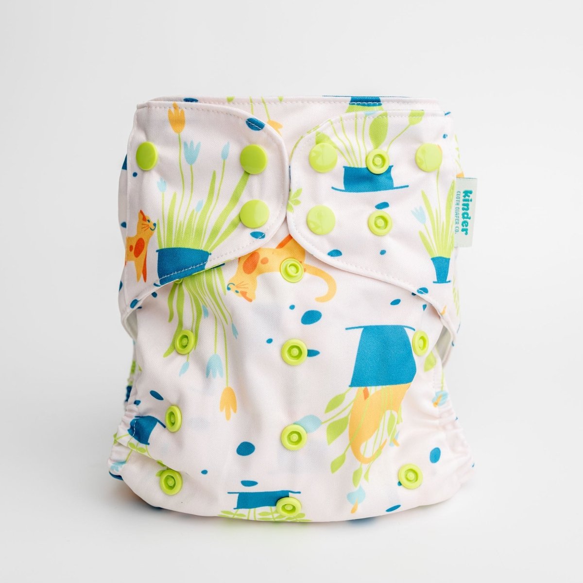 Cats in the Garden - Modern - Cloth - Diapers - Pocket Diaper - Kinder Cloth Diaper Co. - Pittsburgh - Based - Small - Business - Woman - Owned